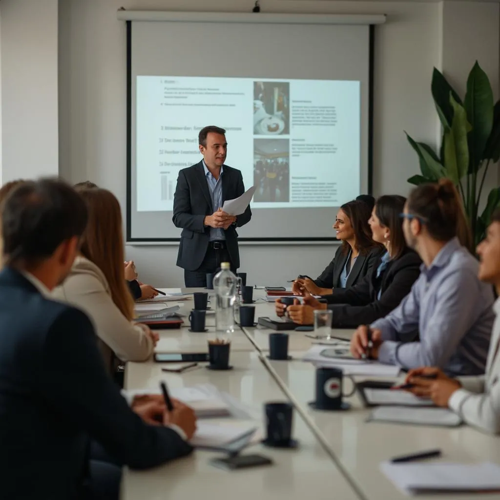 Consultor presentando en un taller para empresas argentinas