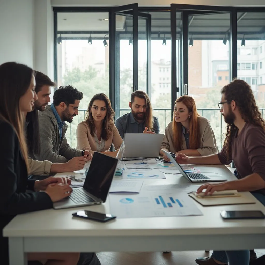 Equipo de consultores colaborando